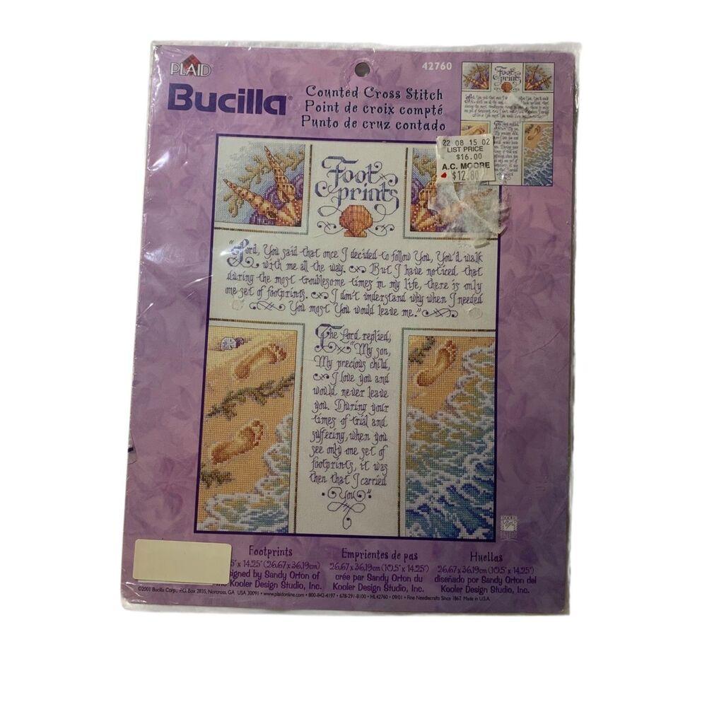 Bucilla Footprints Counted Crosstitch Kit 42760 Religious Cross